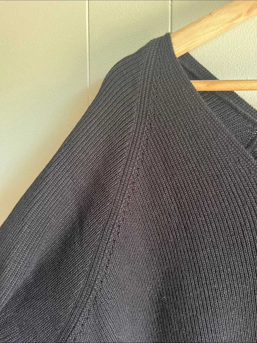 NWT Athleta Hanover Refined Black V-Neck Ribbed Merino Wool Pullover Sweater 2X